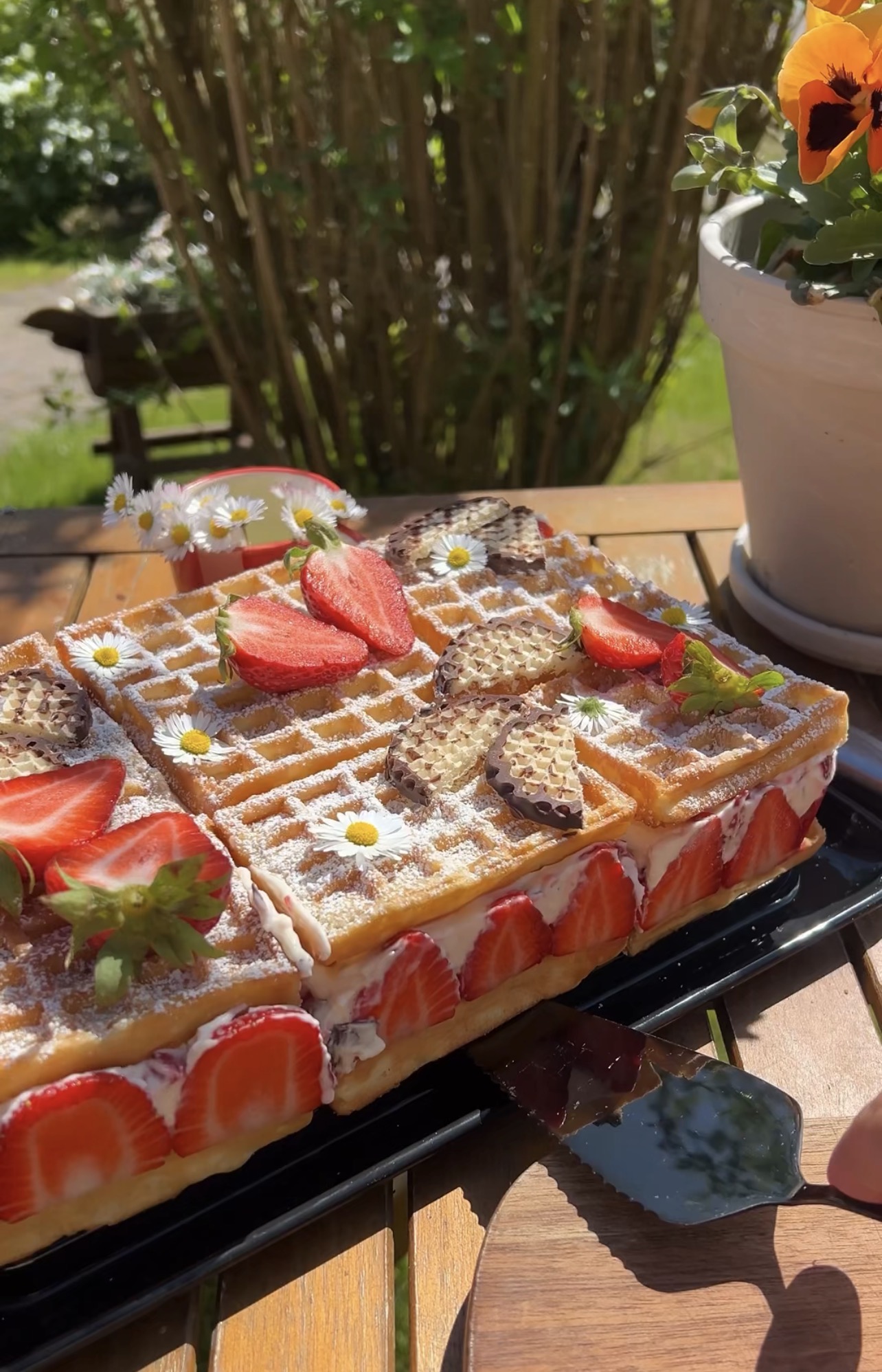 Erdbeer Schokokuss Waffeltorte ohne Backen